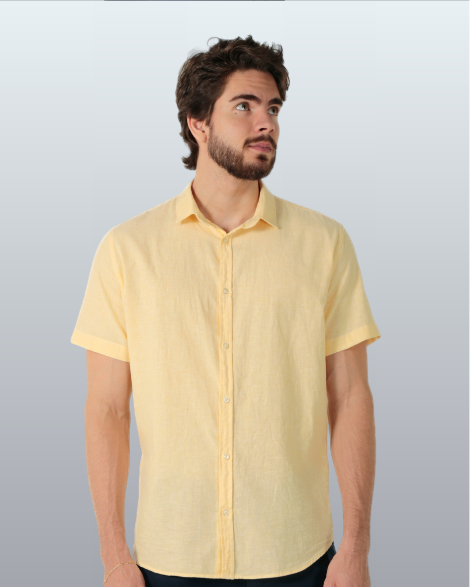 Camisa Manga Curta Slim Fit Linho