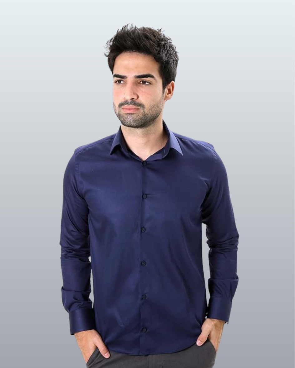 Camisa Manga Longa Slim Fit Básica Lisa