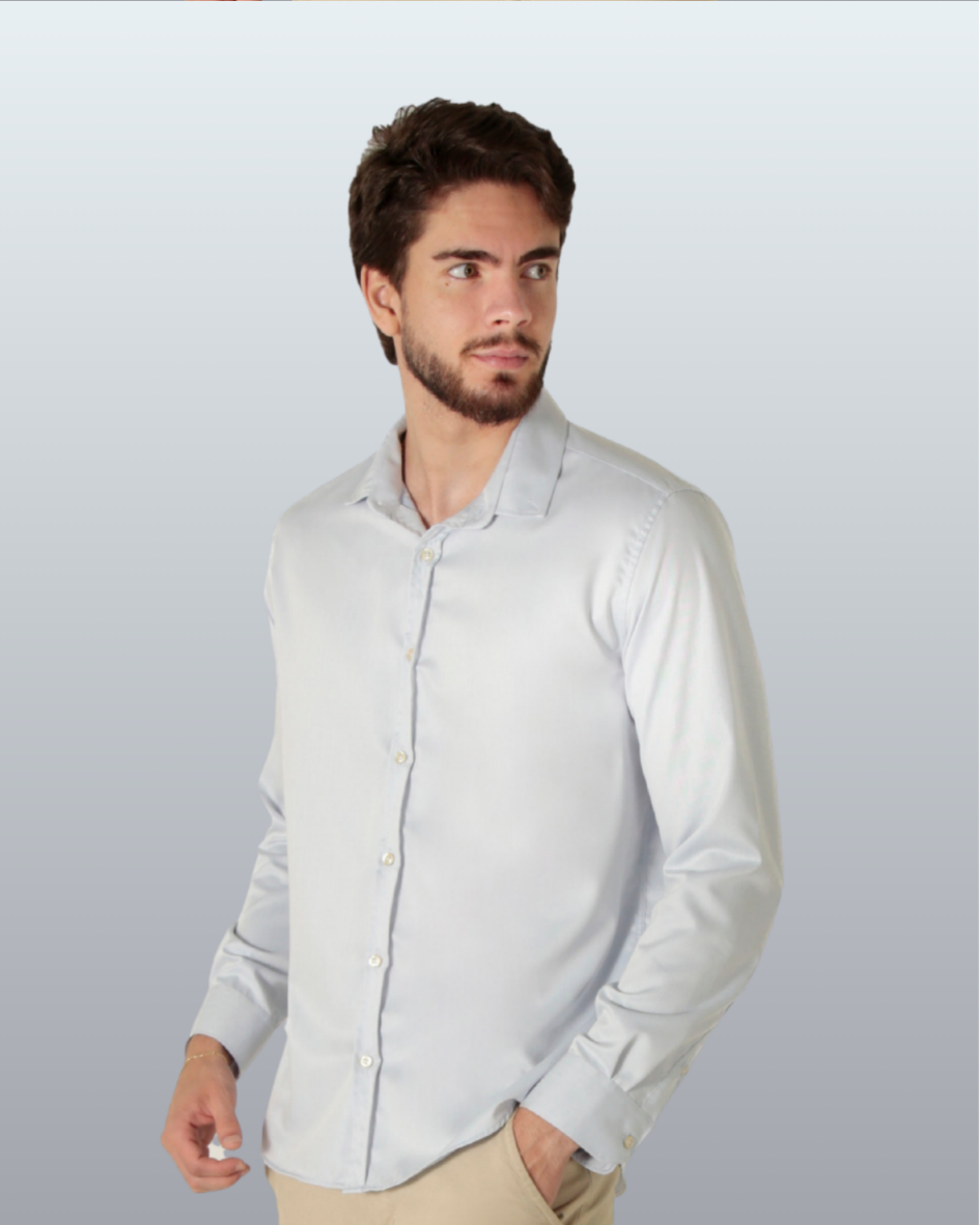 Camisa Manga Longa Slim Fit Oxford Modal Button Down