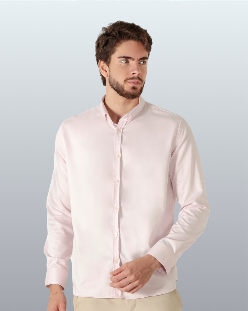 Camisa Manga Longa Slim Fit Oxford Modal Button Down