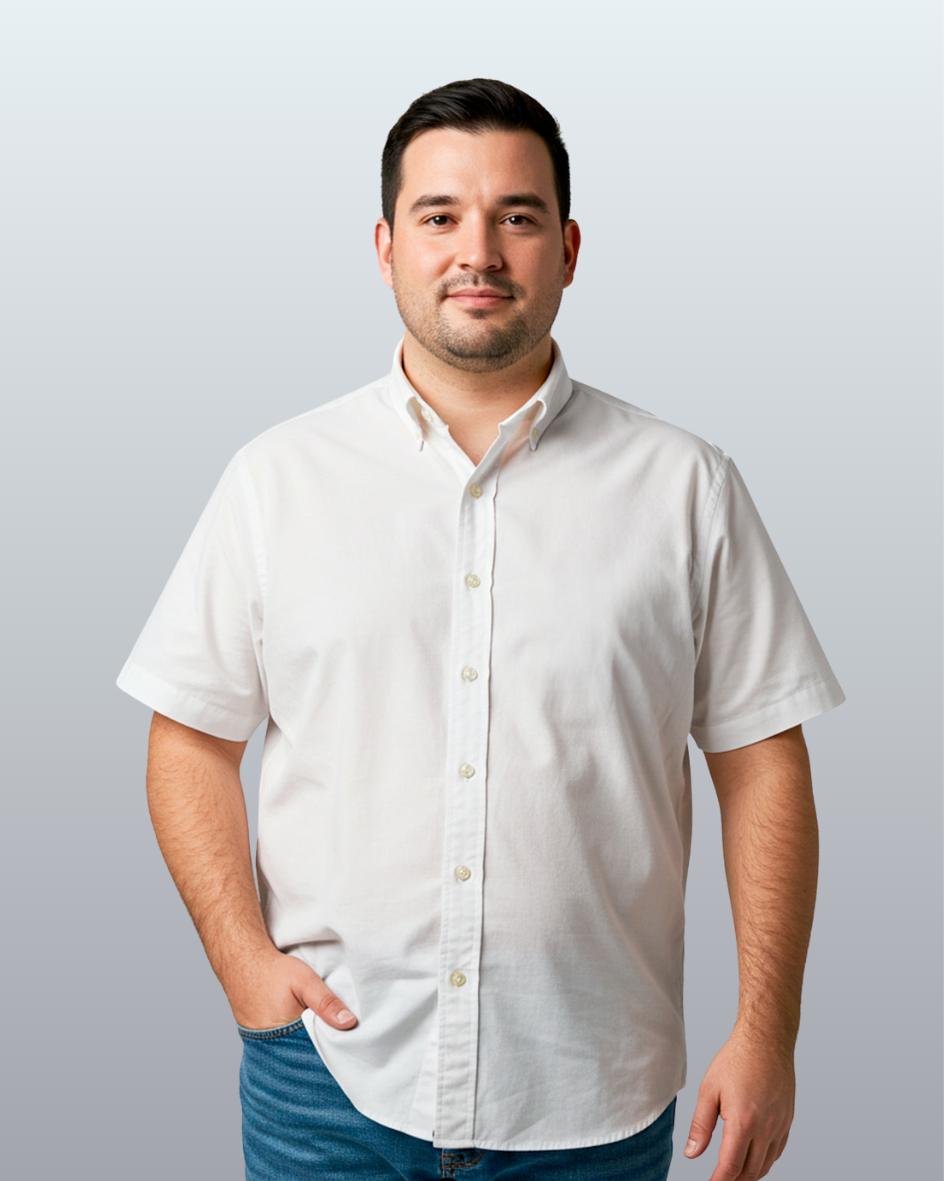 Camisa Plus Size Oxford Button Down Manga Curta