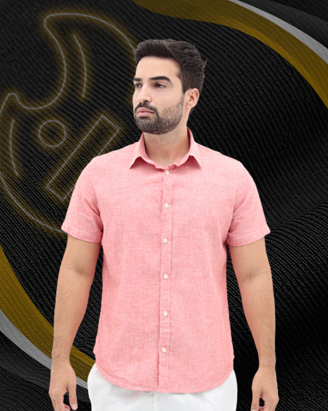 Camisa Manga Curta Slim Fit Linho
