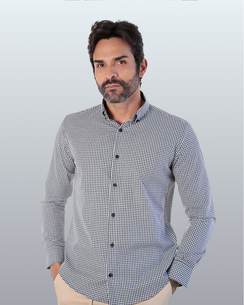 Camisa Social Manga Longa Slim Fit Xadrez