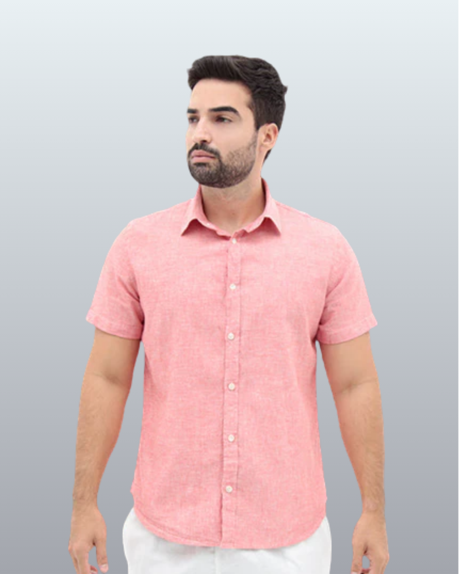 Camisa Manga Curta Slim Fit Linho