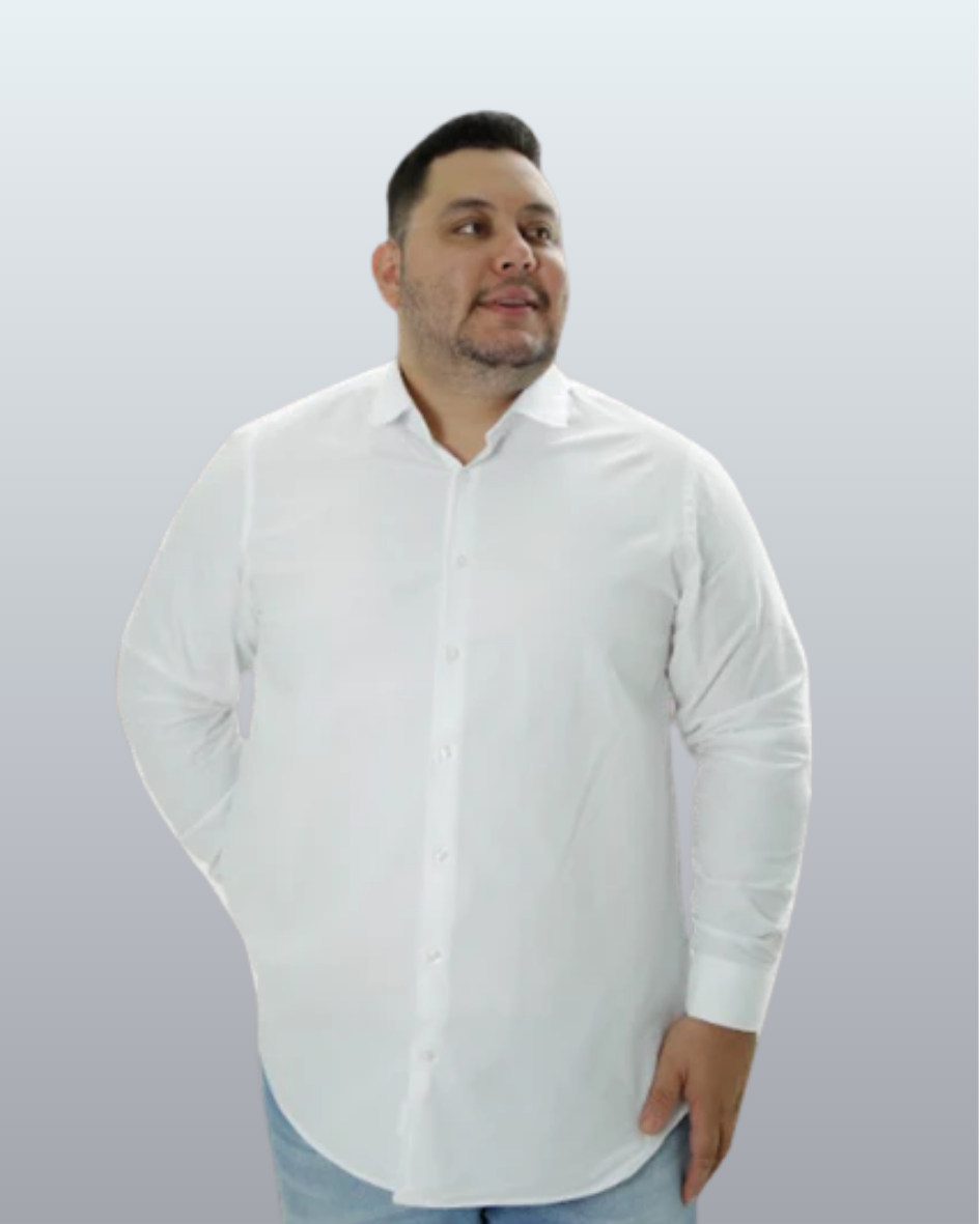 Camisa Social Manga Longa Plus Size Básica Lisa