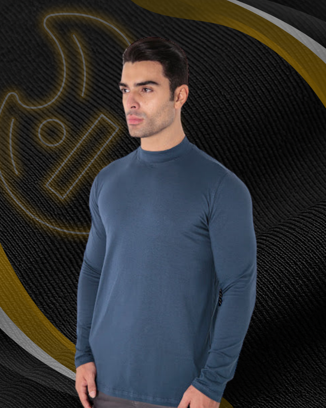 Camiseta Manga Longa Algodão Egípcio Gola Alta