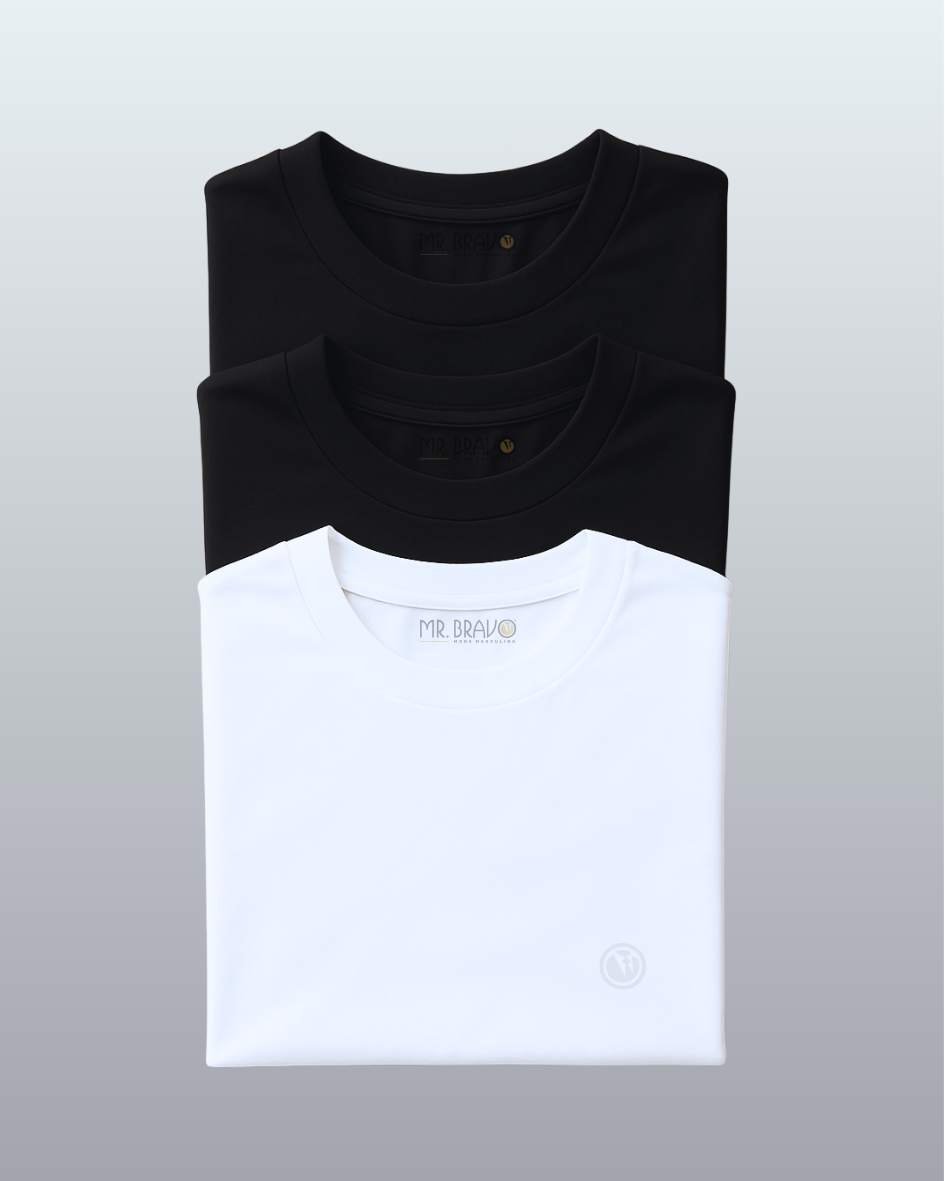 Kit Bravo Camiseta Pima Premium Algodão Peruano