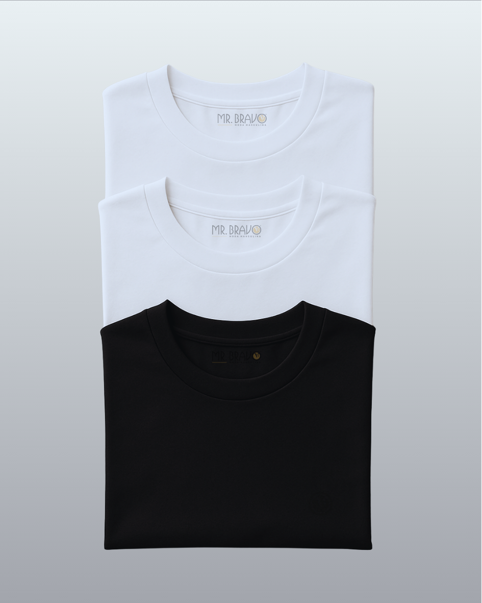 Kit Bravo Camiseta Pima Premium Algodão Peruano