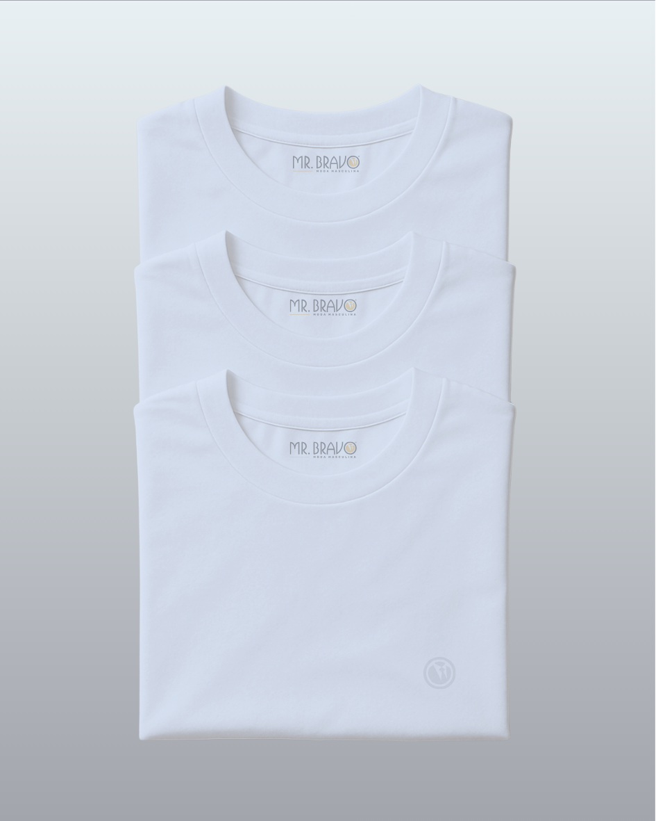 Kit Bravo Camiseta Pima Premium Algodão Peruano