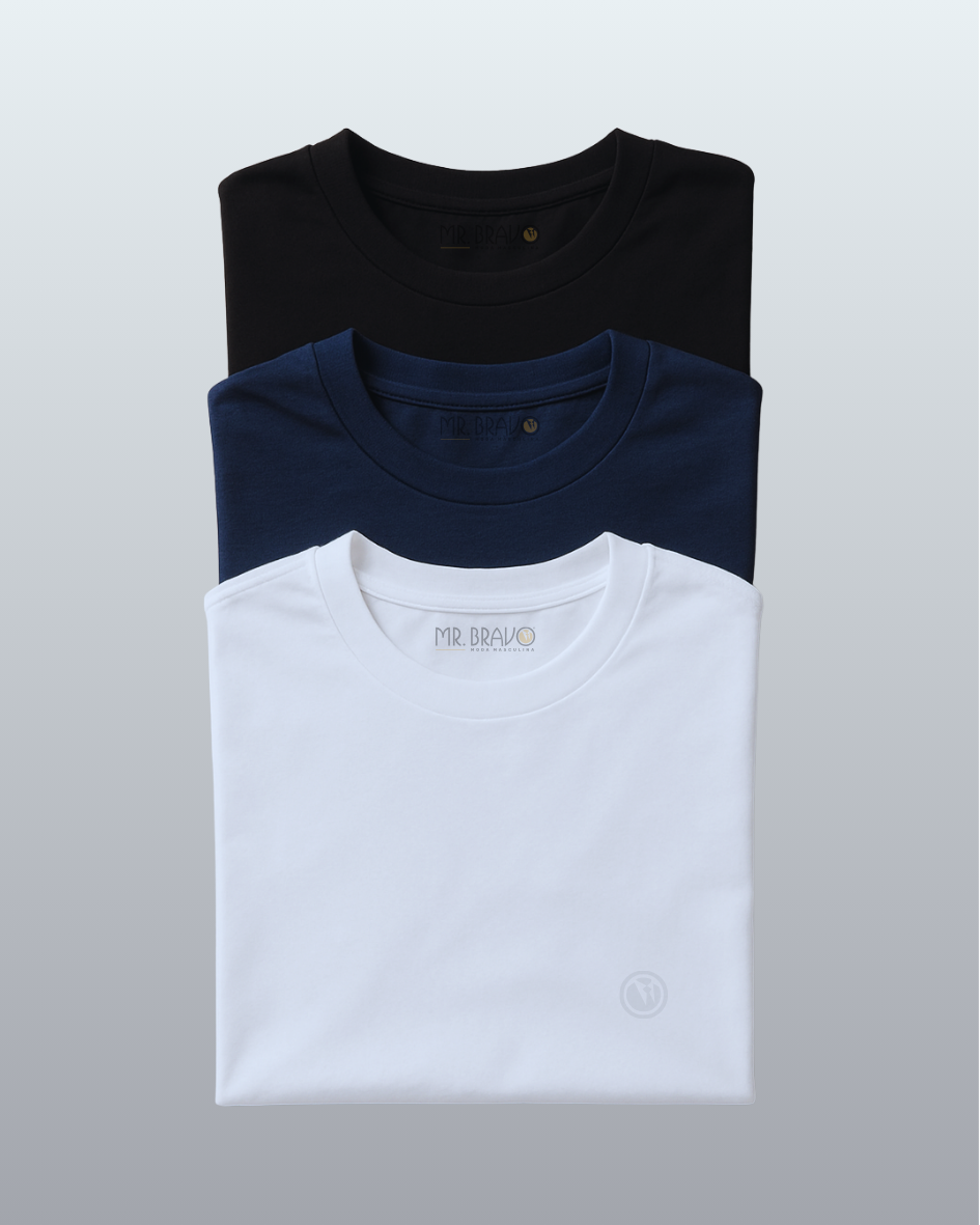 Kit Bravo Camiseta Pima Premium Algodão Peruano