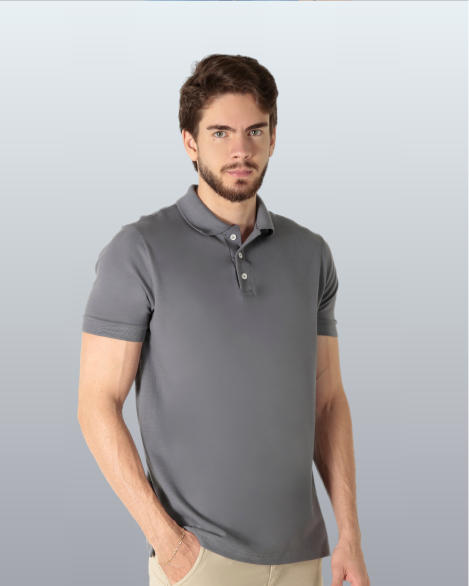 Polo Piquet Pima com Elastano Lisa