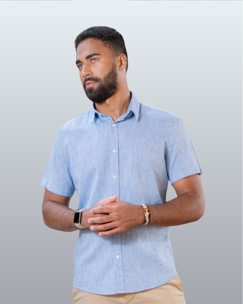 Camisa Manga Curta Slim Fit Oxford Button Down