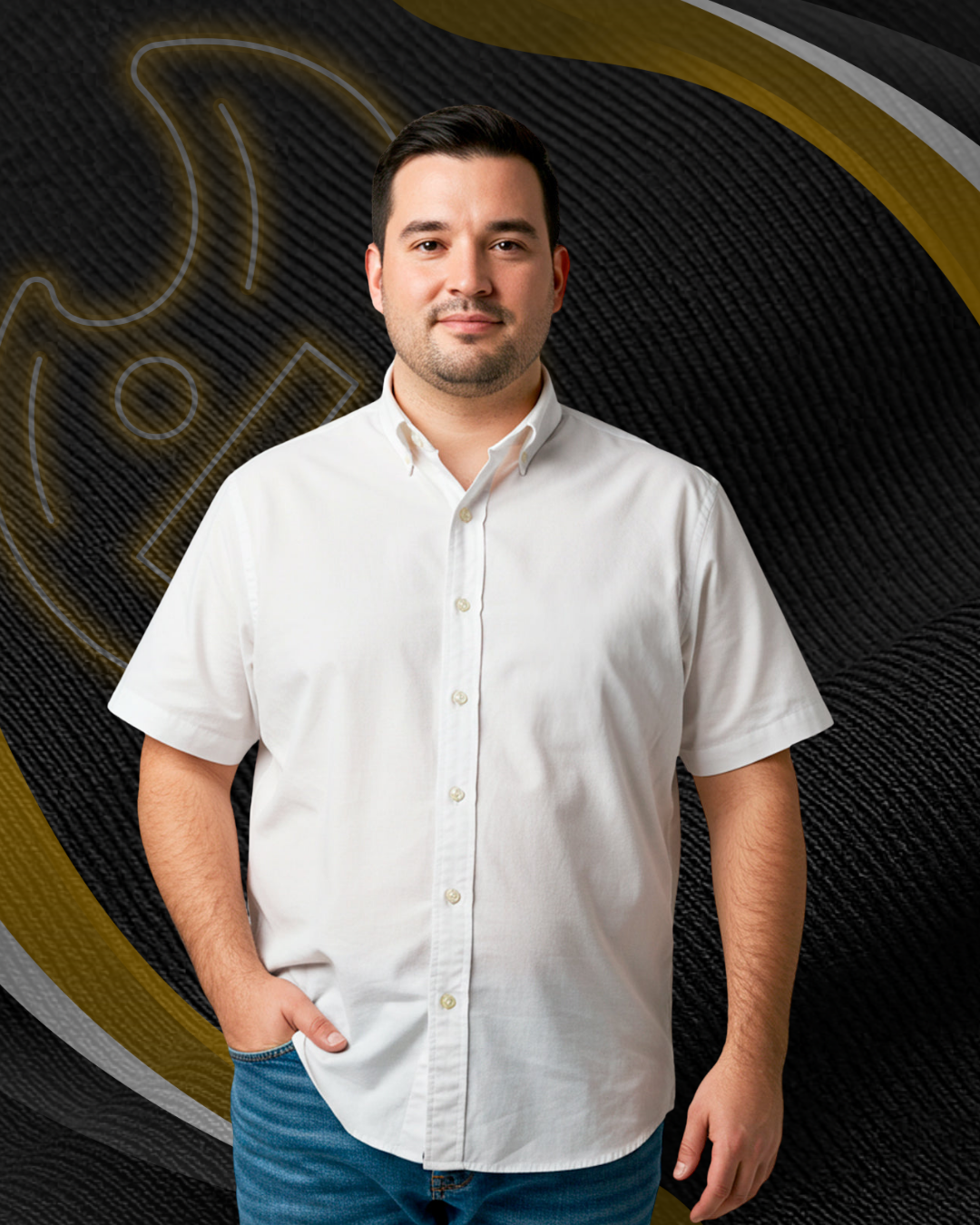 Camisa Plus Size Oxford Button Down Manga Curta